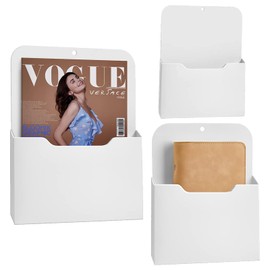 3 Pieces Magnetic File Holder, 3 Sizes, Magnetic Paper Holder, Document Holder, Wall File Holder, Pen Holder, Magnetic for Fridge, Whiteboards, Home, Organiser, White (S/M/L)