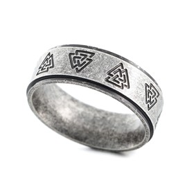 Sinoyp Norse Mythology Ring Stainless Steel Viking Jewelry Ring Elder Futhark Alphabet Ring, No Gemstone