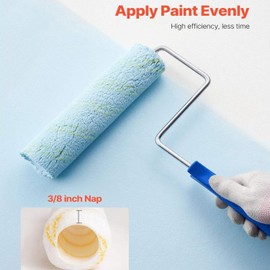 iLulala Paint Roller Kit, 20pcs 4 Inch 3/8" Nap Mini Microfiber Roller Covers for Painting with Paint Brush for Walls, Small House Painting Supplies for Walls, Ceilings, Trim & DIY Projects.