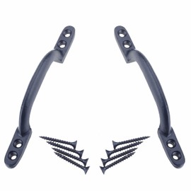 SUL Black Cast Iron Hot Bed Handles with Screw for Indoor or Outdoor Use, Black Japanned D Handle Gate Handle for Garden Gates, Shed Doors - 150mm Hot Bed Handle 2pk