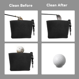 QPPKI Golf Ball Washer Cleaner Bag, Golf Ball Pouch with Cleaning Towel