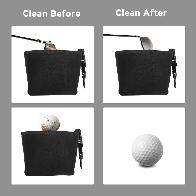 QPPKI Golf Ball Washer Cleaner Bag, Golf Ball Pouch with