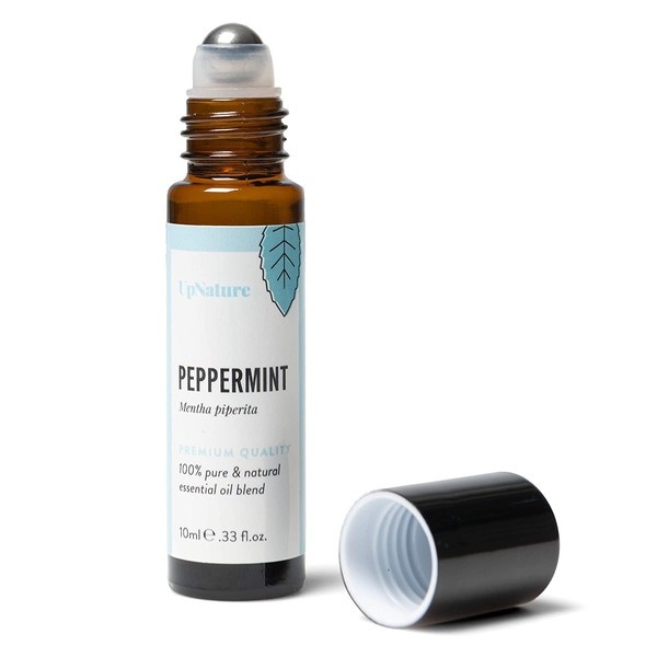 Peppermint Essential Oil Roll-On - Migraine Essential Oil Roller - Headache Relief - Reduces Stress, Leak-Proof Metal Rollerball - Travel Safe - No Diffuser Needed!
