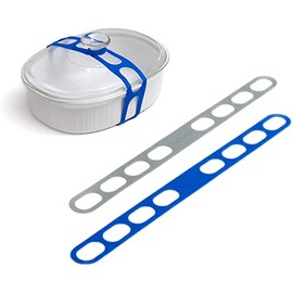 Lid Latch the reusable universal lid securing strap for crockpots, casserole dishes, pots, pans and more. Make it easy to transport your favorite dishes with one simple strap. (Polybag Blue/Grey)