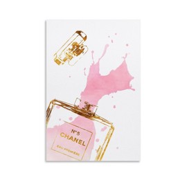 WEboL Fashion Perfume Bottle Gold & Pink Splash Decorative Painting Canvas Wall Art Picture Print Modern Family Bedroom Decor 16x24inch(40x60cm), style-2
