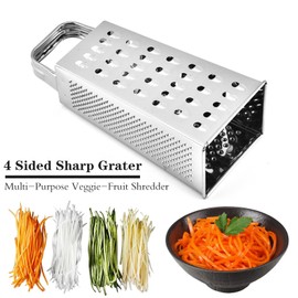 Stainless Steel Box Grater, Multifunctional 4 Sided Handheld Safe Vegetable Grater, Easy Cleaning Vegetable Cutter for Kitchen Cooking