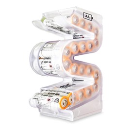 Kalinar Battery Ladder Organizer Case for AA Batteries - Stackable or Mounted Vertical Storage Battery Dispenser for Home, Garage, & Workshop (1-Pack, Holds 20 AA Batteries)