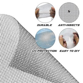 Screen Repair Kit Easy DIY Project 36" x 90" Fiberglass Screen Mesh with Rolling Tool and Screen Retainer Spline Screen Replacement kit for Windows Sliding Doors and Patio Screens (36" x 90", Black)