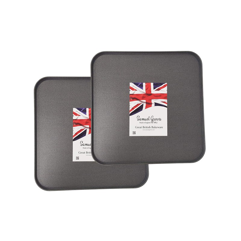 2X 31cm Square Oven Baking Tray, Superior Double Coated Non