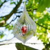Teardrop Stainless Steel Wind Spinner with Crystal Decoration 10.5 cm