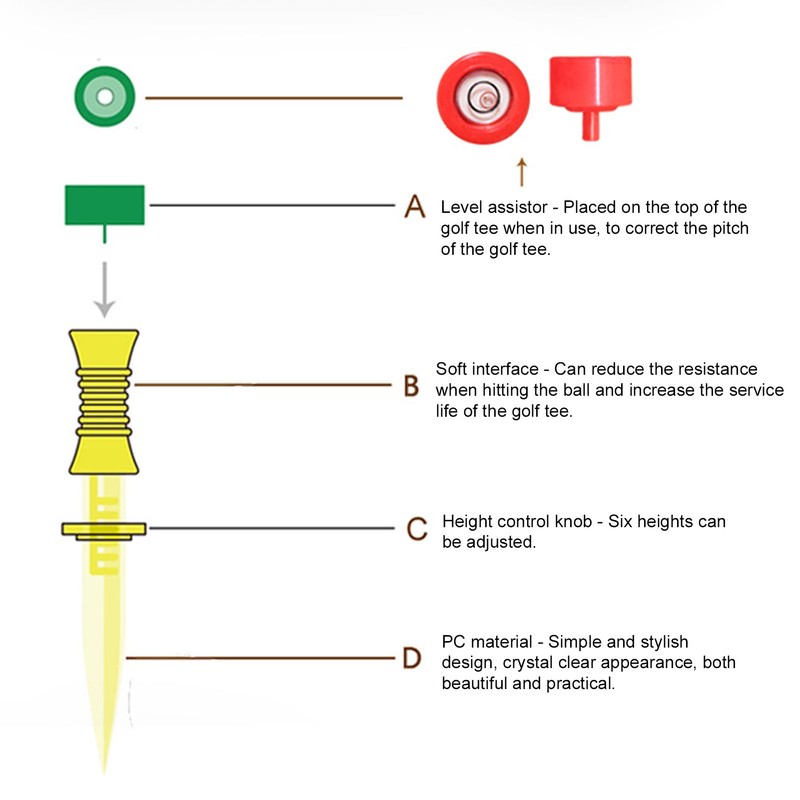 Golf Tee Plastic Magnetic Golf Tee Holder Adjustable Height with