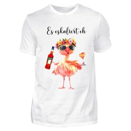 T-Shirt - APEROL Flamingo – Malle 2025, lustiges Party Shirt, JGA, Mallorca Tour (Weiß, L)