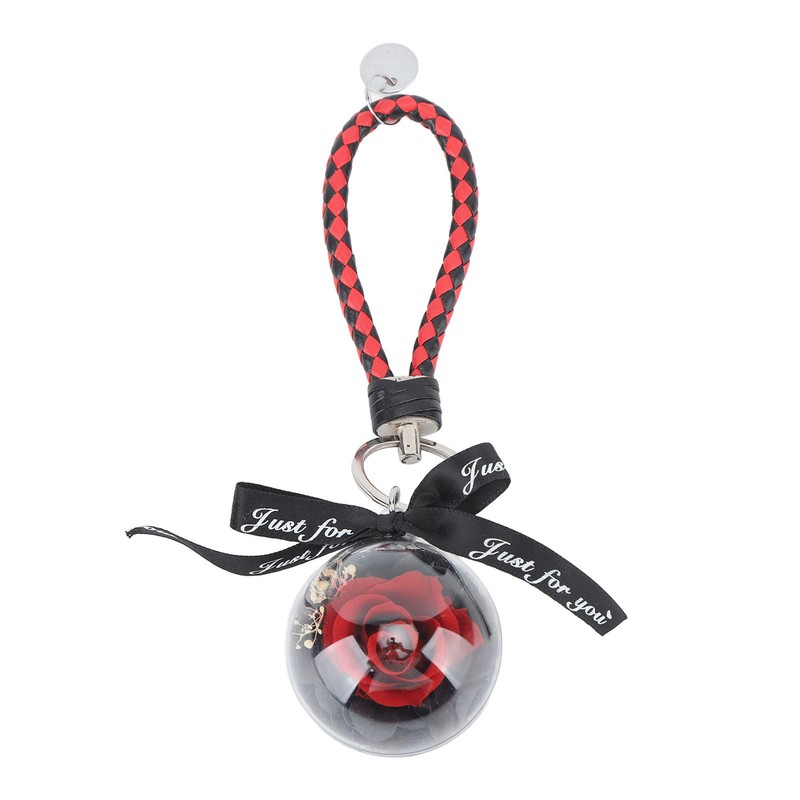 Eternal Flower Keyring Beautiful Rose Pendant Handmade Preserved Keychain for