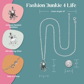 FashionJunkie4Life - Collares con colgante de vida marina y criatura marina para mujer, Plata esterlina