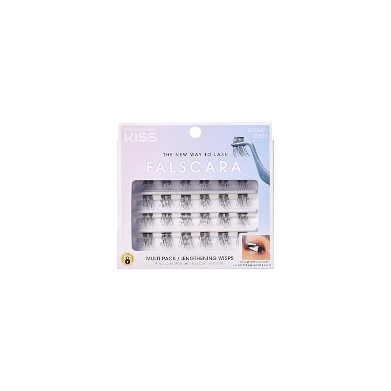 KISS Falscara Wisps Multipack, Style 01, Reusable Featherlight Eyelash Lengthening