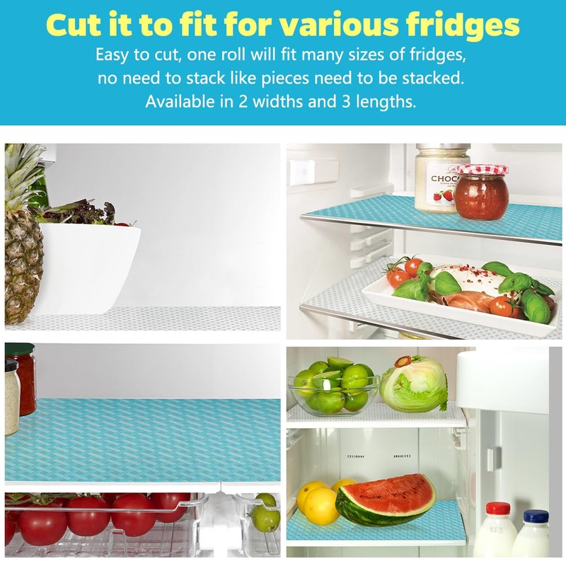 Bloss Refrigerator Liners for Shelves/Refrigerator Shelf Liners/Washable Fridge Liners/Roll Pack