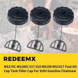 REDEEMX MS170C MS180C 017 018 MS190 MS191T Fuel Oil Cap Tank Filler Cap For Stihl Gasoline Chainsaw Replaces 1130 350 0500 2PCS (MS170C MS180C 017 018 GAS CHAINSAW PARTS, as pics, 1, 20-003)
