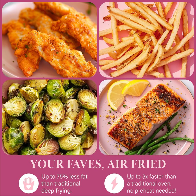 Paris Hilton Air Fryer, Large 6-Quart Capacity, Nonstick Made without