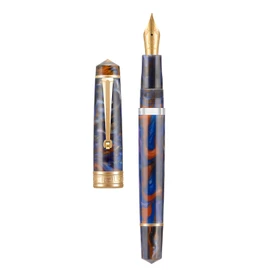 Asvine P20 Purple Resin Fountain Pen Piston Filling, Gold Plated Fine Point Smooth Writer with Pen Gift Case