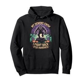 Reaper PTSD My Demons Know I Fight Mental Health Awareness Pullover Hoodie