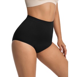 Loswie Incontinence Underwear for Women, Tummy Control Shapewear Women, Leakproof High Waisted Underwear Butt Lifting Panties Black