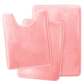Clara Clark Bathroom Rugs, Ultra Soft Non Slip and Cozy, Velvet Memory Foam Bath Mat, 3 Piece Set.