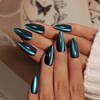 KQueenest Cat Eye Press On Nails Almond, 30 Pcs Glitter