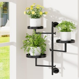 Gaoymsym Rotating Window Plant Shelves Plant Shelf Indoor Metal Plant Stand Rotating Window Shelf for Plants 3 Tier Plant Stand Wall Plant Holder Wall Planters