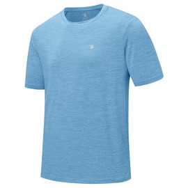 BGOWATU Men's Dry Fit Workout Athletic Shirts Lightweight Moisture Wicking Tennis Shirts for Men Running Gym Tops Lake Blue XL