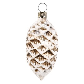 Glass Cones with Snow Glitter Antique White Patinated