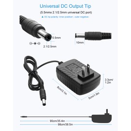 ALITOVE 12V 2A 24W Power Supply Adapter Converter 100~240V AC to DC 12 Volt 2 Amp 1.8A 1.5A 1.2A Transformer 5.5 x 2.5mm 2.1mm Tip for LED Strip CCTV Security Camera BT Speaker Webcam Router (2 Pack)