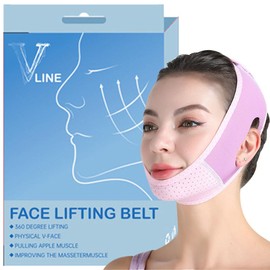 Reusable V-Line Face Slimming Strap & Double Chin Reducer – Adjustable Hair-Friendly Hook & Loop Closure, Breathable Non-Toxic Odorless Design with Mouth Tape for Jawline Lifting & Nighttime Puffiness Reduction One Size Fits All (Purple)