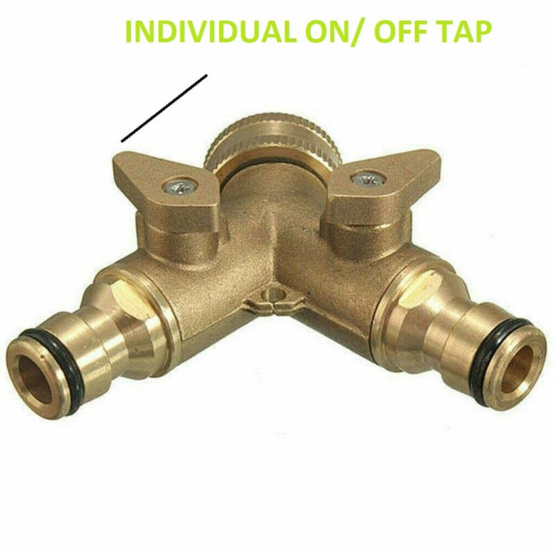 Unibos | Solid Brass Double Hose Connector for Outdoor Tap