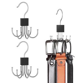 2 Piezas Organizador De Cinturones, Organizador De Corbatas, Organizador Closet, con 12 Ganchos, Almacenamiento Colgantes para Cinturones, Sujetadores Y Camisas