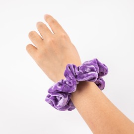 Velvet Scrunchies For Women - 5pc Regular Hair Scrunchies For Girls - Soft & Luxurious Velvet Scrunchies For Women & Girls (Texture_Purple)