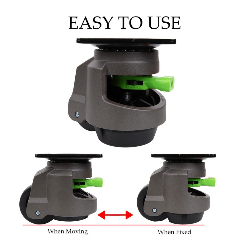 Leveling Casters Heavy Duty, 4-Pack with Tool-Free Ratchet, 2200 Lbs