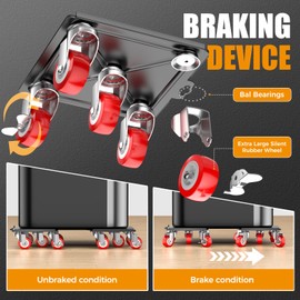 LOYAL TIGER Furniture Dolly & Movers 4-Pack 3000lbs - Heavy Duty Interlocking Furniture Sliders with No Scratch Design, Safe for Hardwood Floors, for Sofa/Refrigerator/Piano Moving (Red, 7in)