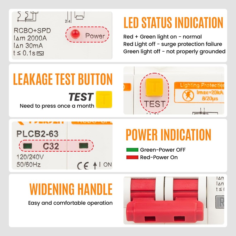 20 Amp 2-Pole Ground Fault Circuit Breaker with Surge Protection,