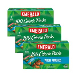 Emerald Nuts Whole Almonds, 100-Calorie Individual Packs 7CT, 4.34 Oz (Pack of 3)