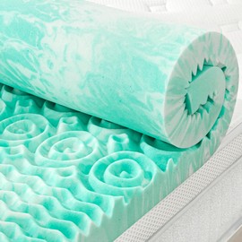 SINWEEK 1.5 Inch Mattress Topper 5-Zone Memory Foam Mattress Topper Pressure Relieve Soft Mattress Pad, CertiPUR-US Certified, Full Size, Green