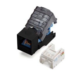 TRUE CABLE Cat5e Toolless Keystone Jack, Unshielded (UTP), PoE++ (4PPoE) 100W, UL Listed, ETL Verified, ANSI/TIA Certified, Modular RJ45 Female, Black, 6 Pack