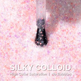 MelodySusie Party Streamer Pink Gel Nail Polish,0.5fl oz Soak Off UV LED Confetti Glow Pink Gel Polish Gift for Women Nail Art Manicure Salon DIY Nail Design Decoration at Home-1648