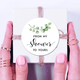 Greenery from My Shower to Yours Stickers, 2 Inch Bridal Baby Shower Party Favor Labels 40-Pack