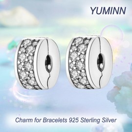 YUMINN Clip x 2 Charms 925 Sterling Silver for Bracelets and Necklaces Dangle Pendant Beads Jewelry for Women