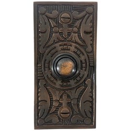 Rectangular Fern Motif Push Button Victorian Doorbell - The Fairmont (Bronze)
