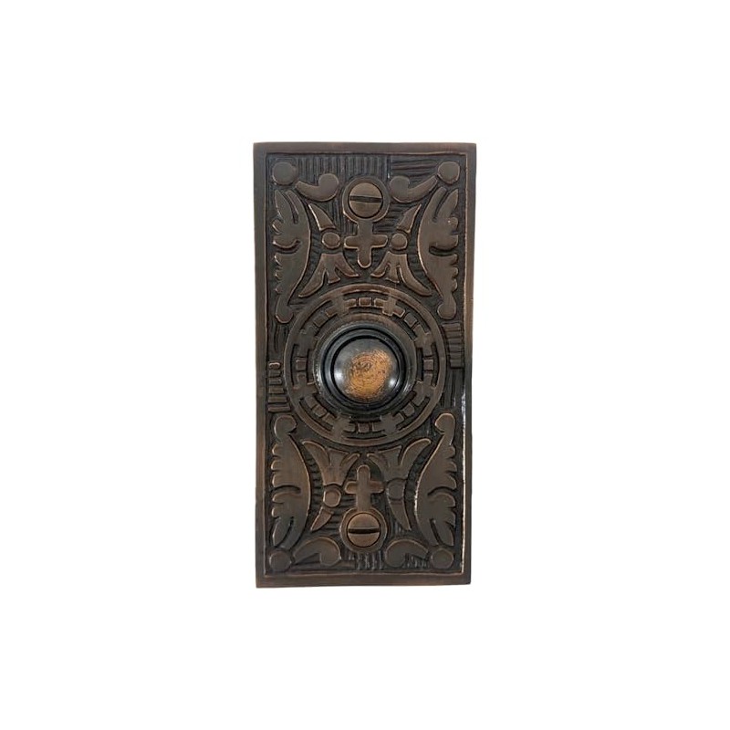 Rectangular Fern Motif Push Button Victorian Doorbell - The Fairmont