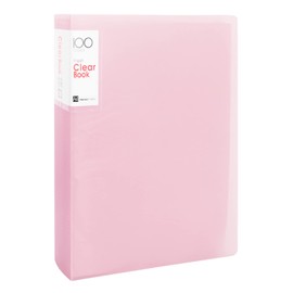 A4 Display Book with Transparent Pockets, 100 Pockets, A4 Presentation Folder, Display Folder with Transparent Sleeves, A4 Presentation Book for Reports, Music Sheets, Brochures (Pink)