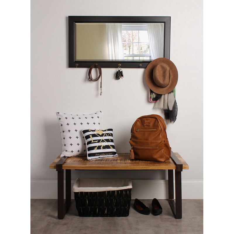 DesignOvation Kate and Laurel Pub Mirrors with 5 Metal Hooks,