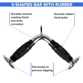 Yes4All V-Shaped Bar/V Handle Bar with Rubber Non-Slip Handle - V Bar Cable Attachment - Support up to 880 lbs (Rubber Coated)