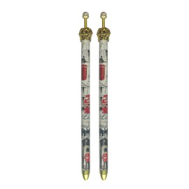 LILAJ Set of 8 Pens with Golden Crown and White Clickable Pearl – Featuring Royal Guard, Red Telephone Box, Union Jack, Red Bus – Iconic London Landmarks Gift – Perfect Collectible British Souvenir